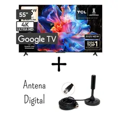 TCL - Televisor 55 Pulgadas 4K HDR Google Tv 55P6K + Antena Digital (Modelo 2025)