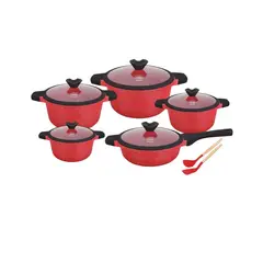 VALESKA - Juego de ollas de roca volcánica rojo x 12 piezas marca