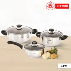 RECORD - Juego de Olla Basic Set Tapa de Vidrio 6 Piezas