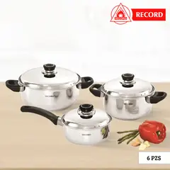 RECORD - Juego de Olla Basic Set Tapa de Acero 6 Piezas