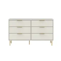 PAZART MUEBLES - CÓMODA 6 CAJONES 1.35 YVES OFF WHITE DORADO