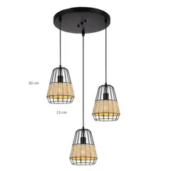 GENERICO - Lámpara colgante de mimbre natural