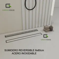 GENERICO - SUMIDERO REVERSIBLE ACERO SATINADO SUS 304 DE 8X80CM
