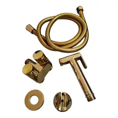 GENERICO - Combo Bidé Premium Color Dorado Brillante con Válvula y manguera 150cm