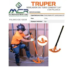 TRUPER - DOBLADOR DE TUBO CONDUIT 3-4 pulgada y 1-2 pulgad CON PALANCA