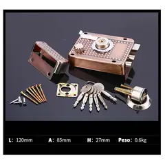 BAALATHKKO5 - Cerradura antirrobo para puertas exteriores - color antiguo rojo