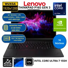 LENOVO - Laptop THINKPAD P16S GEN 3 INTEL CORE ULTRA 7-RAM 32GB SSD 1 TB 16" WUXGA