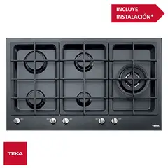 Teka - Cocina Empotrable a Gas 5 Hornillas 87cm EW 90 5G BLACK TEKA