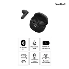 JBL - AURICULAR TUNE FLEX 2 NEGRO ANC SONIDO ESPACIAL