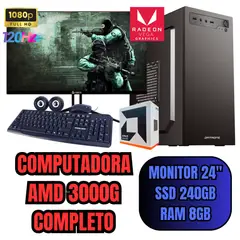 AMD - PC COMPUTADORA ATHLON 3000G SSD250GB RAM8GB + MONITOR 24 FHD 120HZ