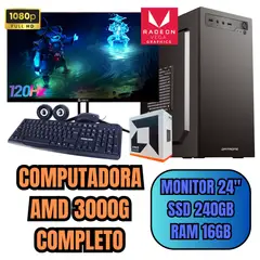 AMD - PC COMPUTADORA ATHLON 3000G SSD250GB RAM16GB + MONITOR 24 FHD 120HZ