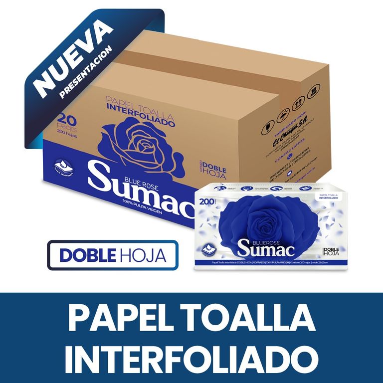 Caja de Papel Toalla Interfoliado Doble Hoja Sumac x 20 unidades