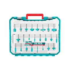 TOTAL TOOLS - Juego De Fresas 6mm 24 Piezas para Ruteadora Tacsr12406 Total