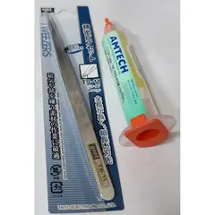 GOOT - Pinza Antiestática Recta + Flux Amtech En Jeringa