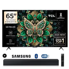 TCL - Televisor Mini LED 65" QD UHD 4K Smart Google TV 65C6K + Soundbar HW B400F