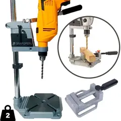 XTD - Soporte Vertical Taladro Base Hierro Pesado + Prensa Mordaza