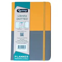 VANTAGE - LIBRETA DOTTED 14x21 - amarillo gris