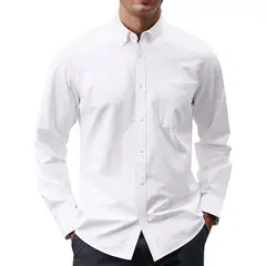 GENERICO - Camisa blanca manga larga hombre vestir algodón peruano