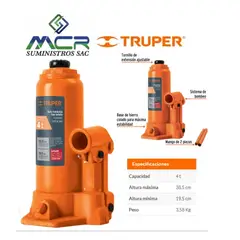 TRUPER - GATA HIDRAULICA DE BOTELLA 04 TONELADAS TRUPER
