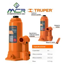 TRUPER - GATA HIDRAULICA DE BOTELLA 06 TONELADAS