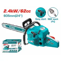 TOTAL TOOLS - Motosierra de 24Pulgadas 62CC 2.4KW 550ML Motor de 2 tiempos Totals