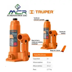 TRUPER - GATA HIDRAULICA DE BOTELLA 02 TONELADAS