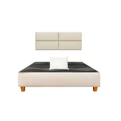 GENERICO - Combo Cama tapizada Nova P madera 2plz Beige+ almohada