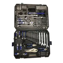 GENERICO - KIT DE 180 PIEZAS HERRAMIENTAS CON ESTUCHE FUERTE COLOR AZUL
