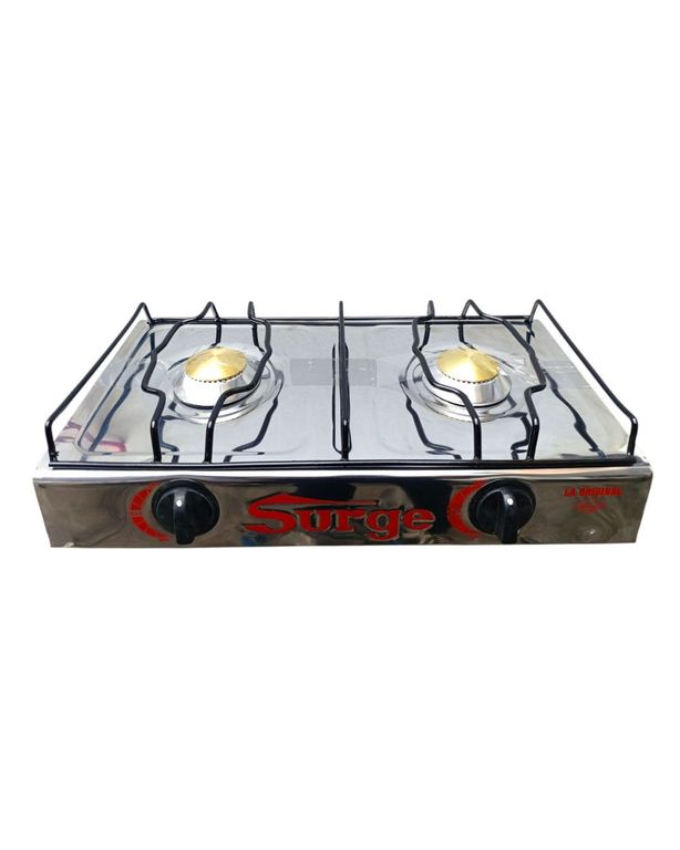 Cocina de mesa 2 hornillas de acero inoxidable sin tapa marca Surge