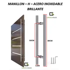 GREEN HOUSE - MANILLON ACERO INOXIDABLE MOD H - DOBLE 80cm