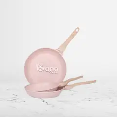 OEM - Sartén de Roca Volcánica Antiadherente Con Tapa 20cm Rosa MGC