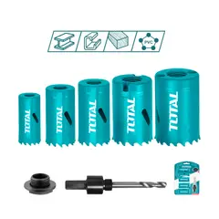 Total Tools - Juego 7piezas Brocas Circulares Madera Sierra Total Tacsh107
