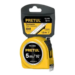 PRETUL - Wincha Amarilla 5 M Cinta 19 Mm En Tarjeta - PRO-5MEB