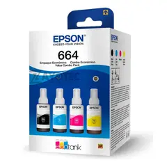 EPSON - Tinta Epson T664 Pack x4 Cyan, Magenta, Amarillo y Negro