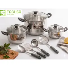 FACUSA - Juego de Ollas 10 Piezas Acero Inoxidable