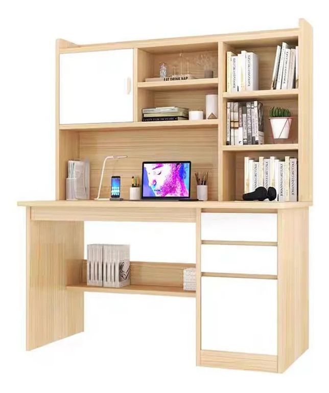 Escritorio Con Estanteria 120CM×162cm Cajón Gabinete Oficina