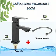 GREEN HOUSE - GRIFERIA  ACERO INOXIDABLE 20CM NEGRO  AGUA FRIA