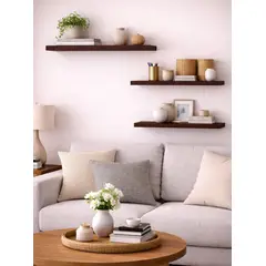 GENERICO - REPISAS FLOTANTES CON SOPORTE SET DE 3 - MED BROWN