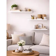GENERICO - REPISAS FLOTANTES CON SOPORTE SET DE 3 - SOLAR WHITE
