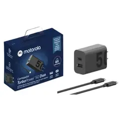 MOTOROLA - Cargador Turbo Power 50W Duo Cable USB-C - Negro