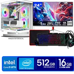 INTEL - Computadora Pc Core i7 3770 Monitor 24 fhd' RAM 16 GB SSD 500 GB
