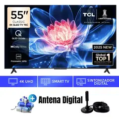 TCL - Televisor Smart TV TCL 55 Classic QLED 4K 55T6C + Antena Digital