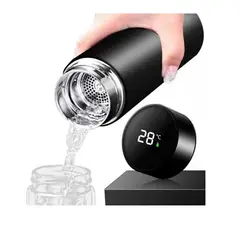 GENERICO - Termo Digital Medidor de Temperatura Táctil 500ml color Negro