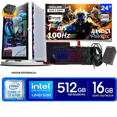 GAMEMAX - PC Completa Intel Core i7 6700 16GB Ram 500 GB SSD Monito curvo 24 FHD