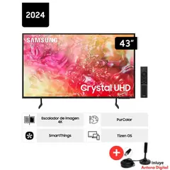 SAMSUNG - Televisor Smart 43'' Crystal UHD 43DU7000 Tizen OS - 2024 + Antena Digital