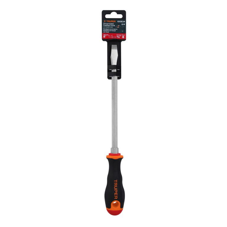 Desarmador plano 38 x 8 mango Comfort Grip Truper - 100834