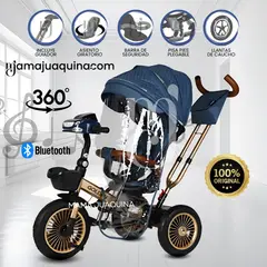 VOYAGE - Triciclo Guiador 3 En 1 «GOLDEN PRIME» con Bluetooth Blue