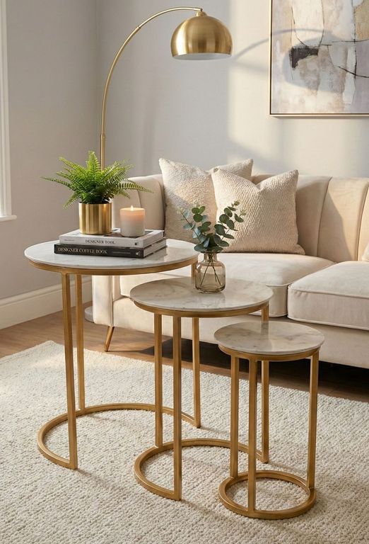 MESA DE CENTRO - SET DE 3 - BLANCO IBIZA