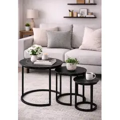 GENERICO - MESA DE CENTRO - SET DE 3 - BARMER DARK MARBLE