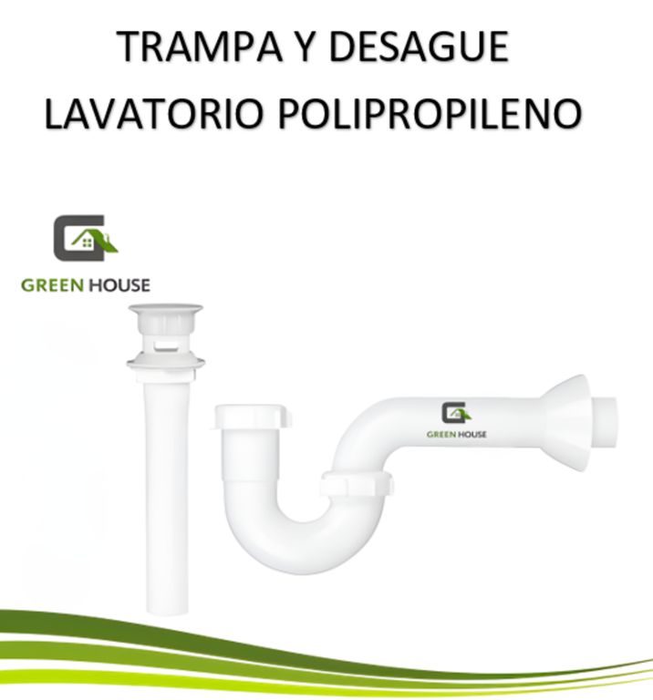 KIT TRAMPA Y DESAGUE PARA LAVATORIO BLANCO POLIPROPILENO PVC
